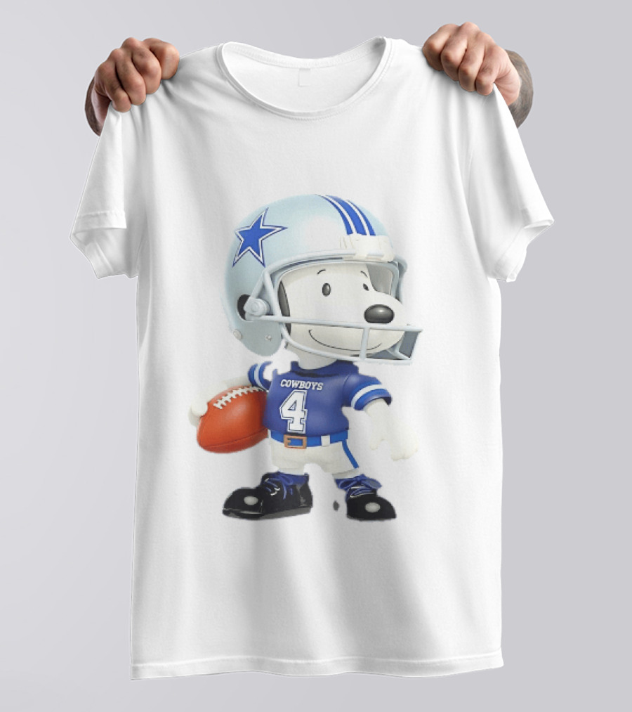 Peanuts Snoopy Cowboys Football Player 4 Helmet Dallas Fan Gear T-Shirt