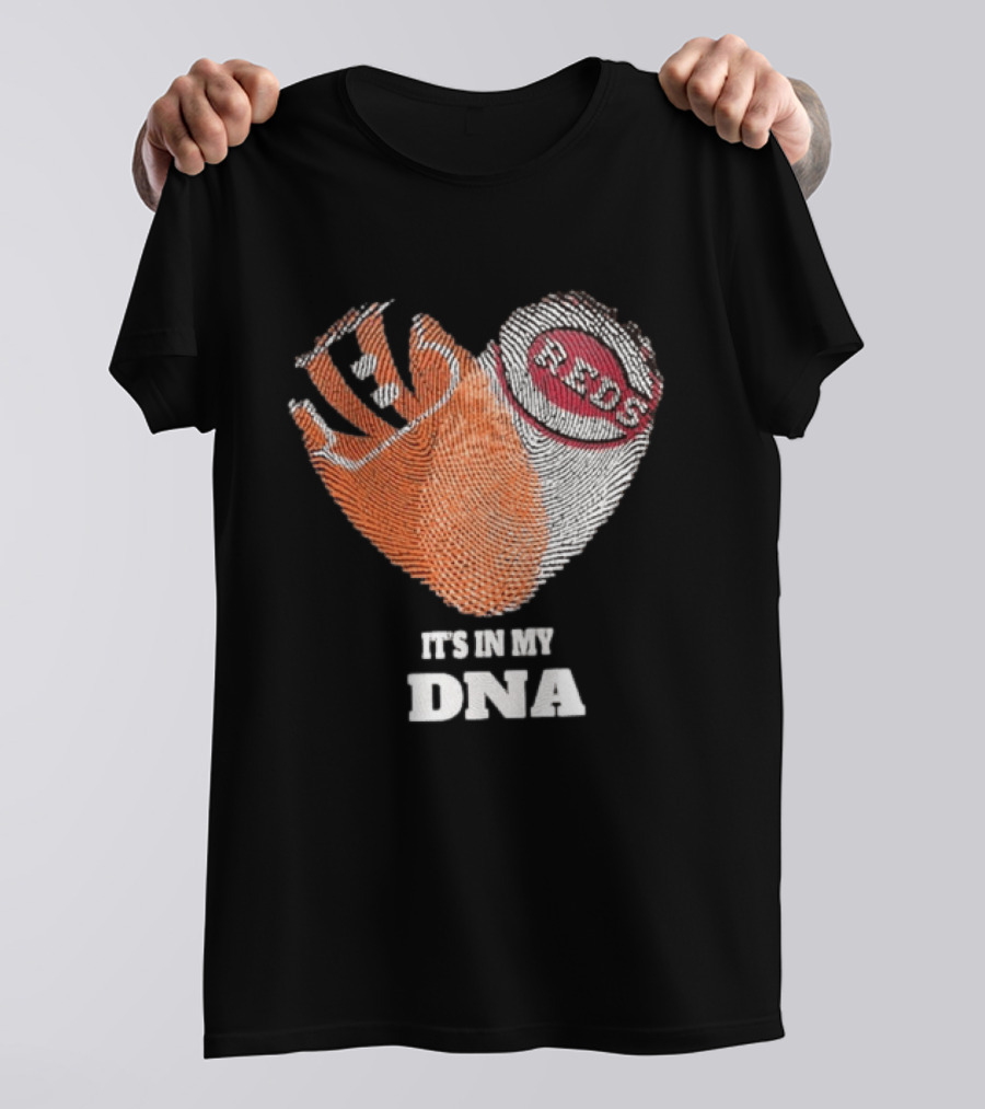 Bengals Reds It's In My DNA Handprint Football Baseball Fan Gear T-Shirt