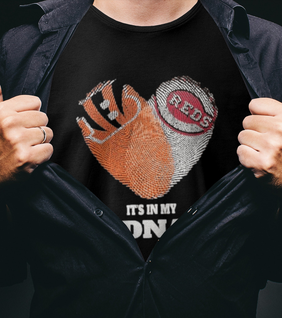 Bengals Reds It's In My DNA Handprint Football Baseball Fan Gear T-Shirt