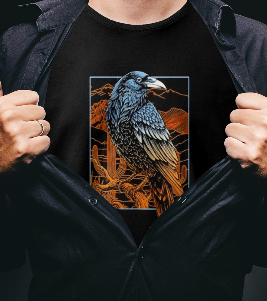Raven In Southwest Desert Landscape Wildlife Nature Scene T-Shirt