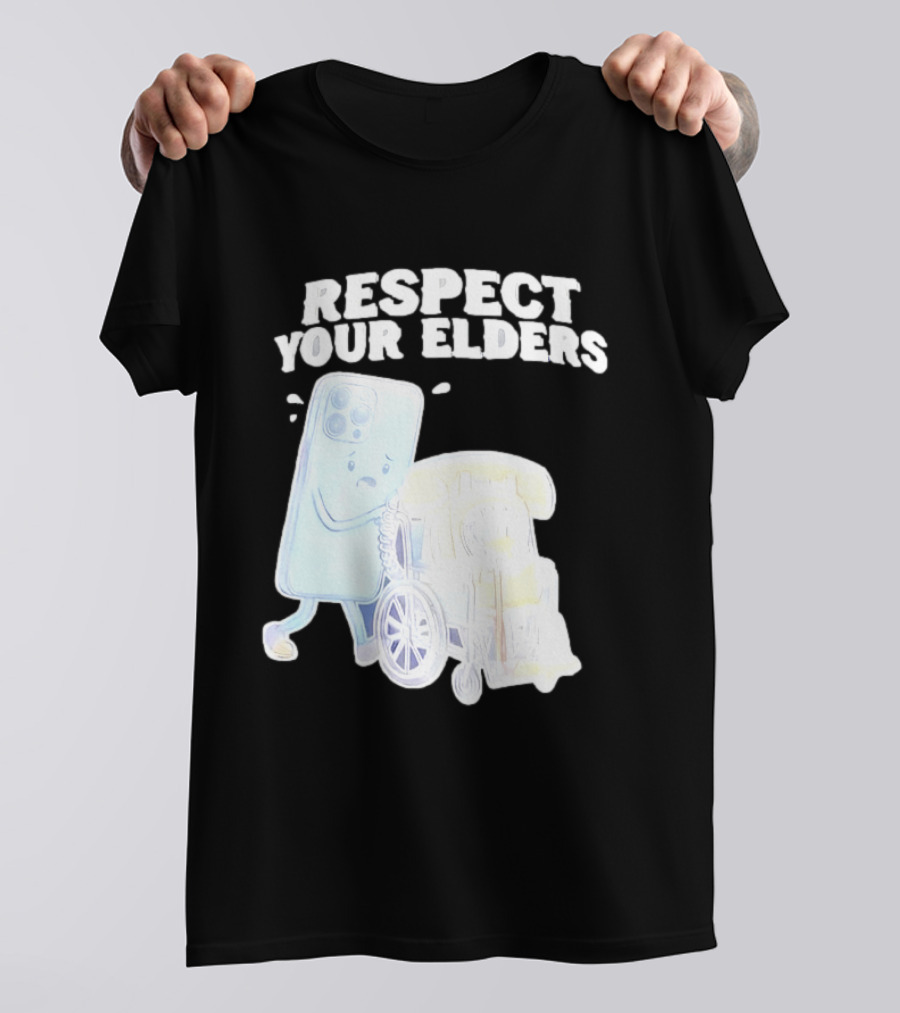 Respect Your Elders Smartphone And Vintage Telephone T-Shirt