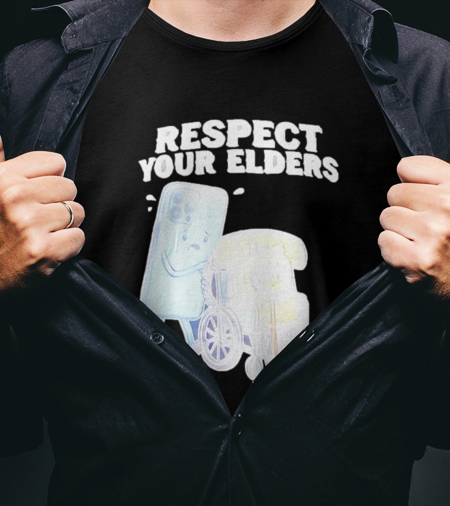Respect Your Elders Smartphone And Vintage Telephone T-Shirt