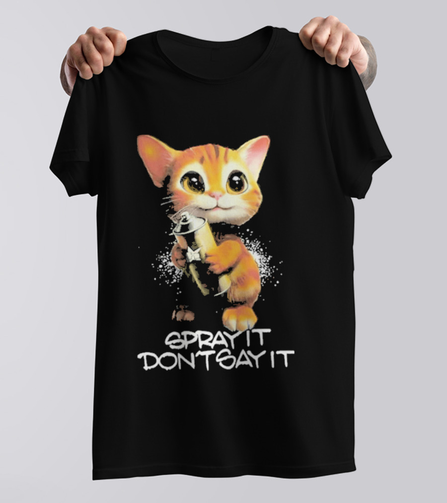 Huf Clothing Spray It Don't Say It Orange Cat With Paintbrush T-Shirt