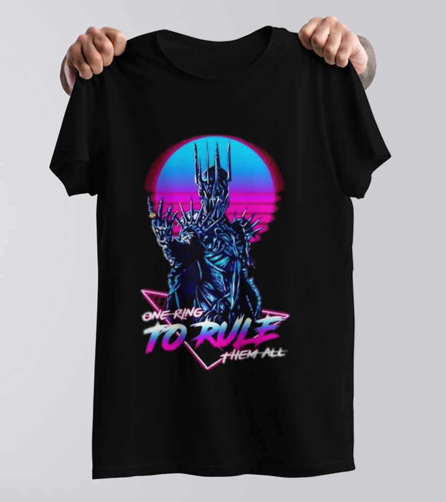 Sauron One Ring To Rule Them All Retro Pink Neon Lord Of The Rings T-Shirt