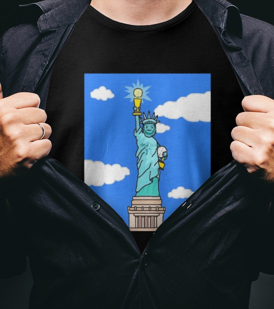 Jalen Brunson Statue Of Liberty New York 11 NBA Trophy T-Shirt