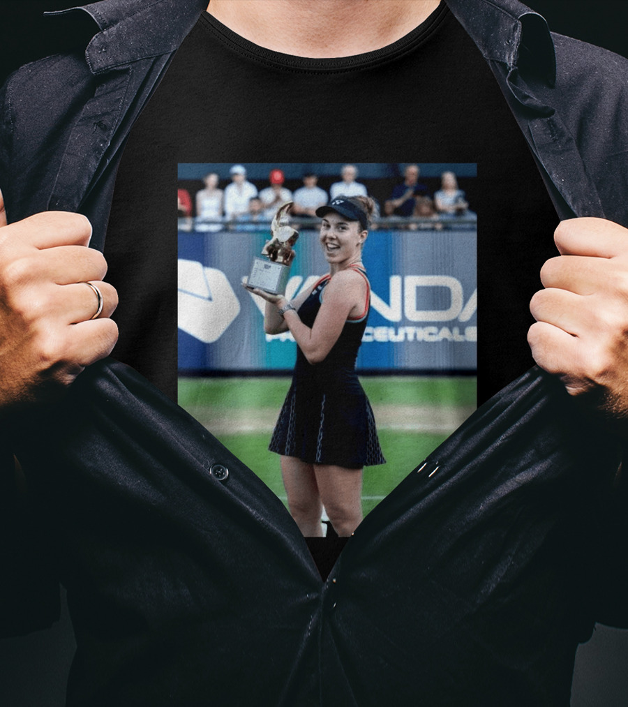 Linda Wins Tennis Title Holding Trophy On Grass Court T-Shirt