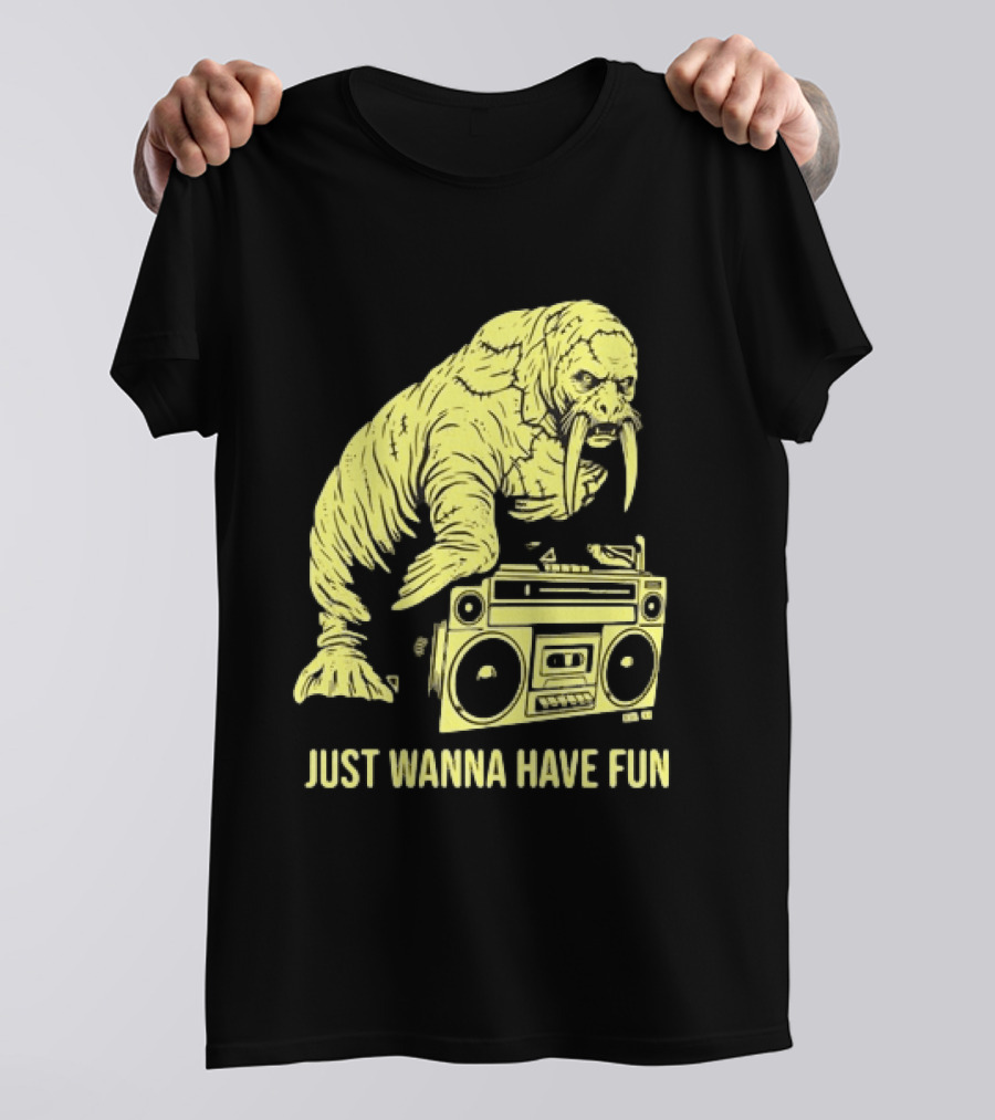 Walrus DJ Just Wanna Have Fun With Boombox T-Shirt