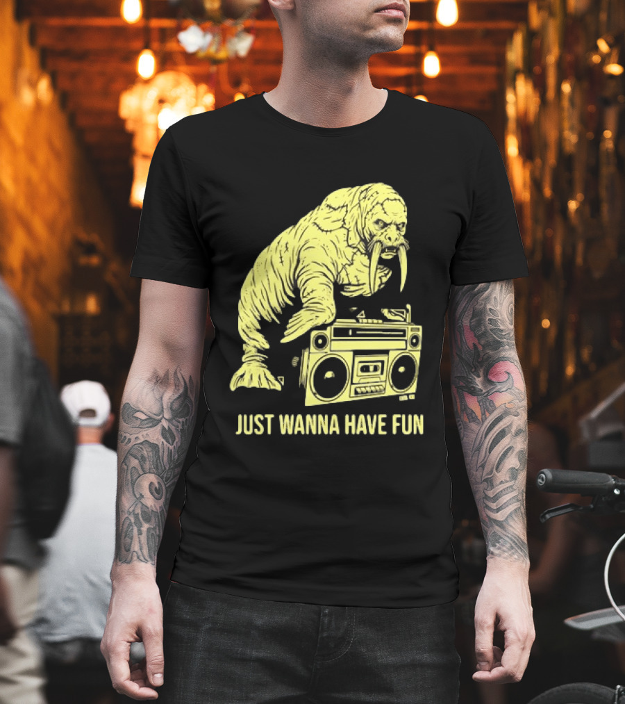 Walrus DJ Just Wanna Have Fun With Boombox T-Shirt