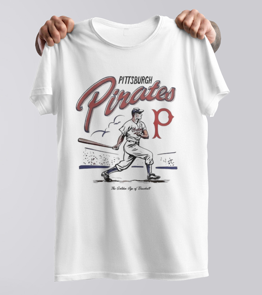 Pittsburgh Pirates Golden Age Scrum Vintage Baseball Player T-Shirt
