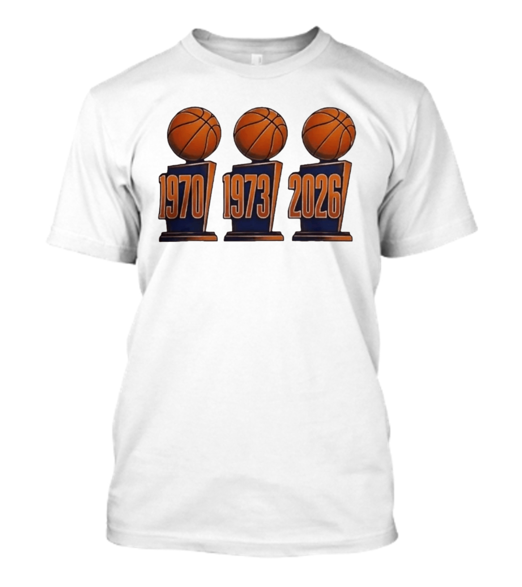 New York Knicks NBA Champions 1970 1973 2026 Basketball Trophy Titles T-Shirt