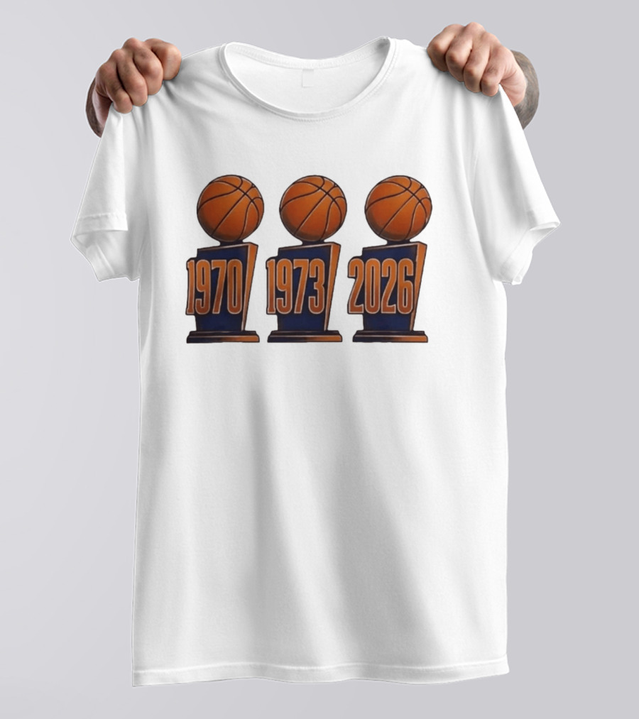 New York Knicks NBA Champions 1970 1973 2026 Basketball Trophy Titles T-Shirt