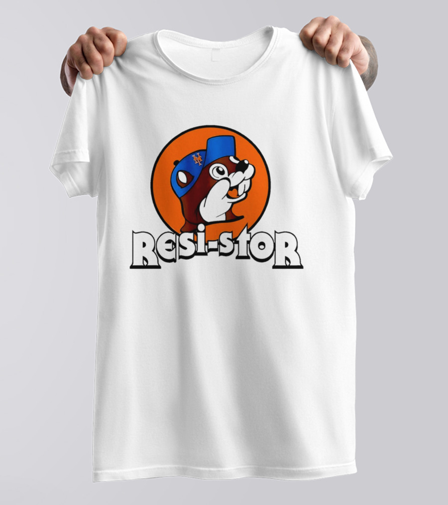 New York Mets Buc Ee's Resi Stor Beaver Blue Cap T-Shirt