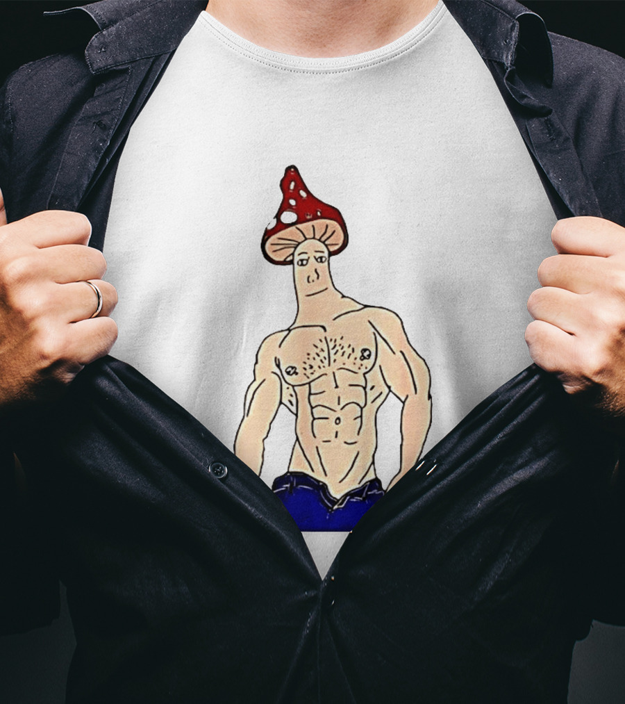 Wojak Shroomjak Buff Gym Meme Mushroom Head T-Shirt