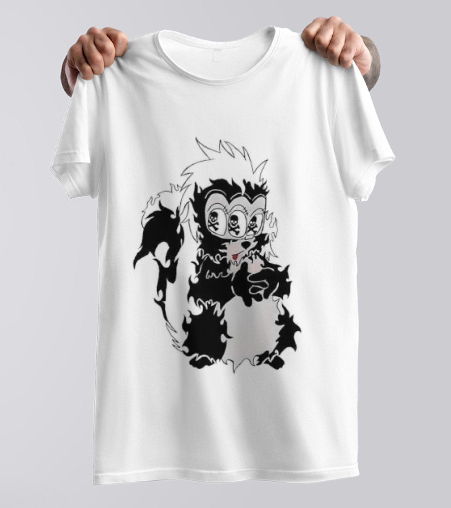 Three Eyed Skunk With Skull Eyes Surreal Creature T-Shirt