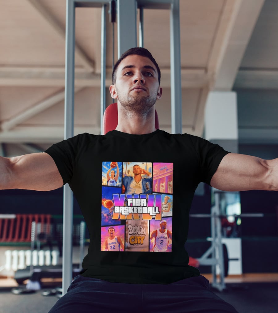 FIBA Basketball XXVII Berlin City Caitlin Clark USA Victor Wembanyama France Shai Gilgeous Alexander Canada T-Shirt