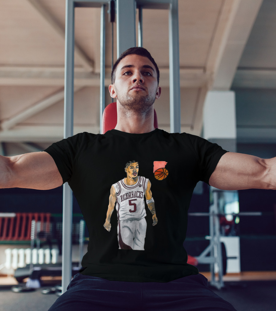 Razorbacks Number 5 Basketball Player Artwork Exclusively D To The A T-Shirt
