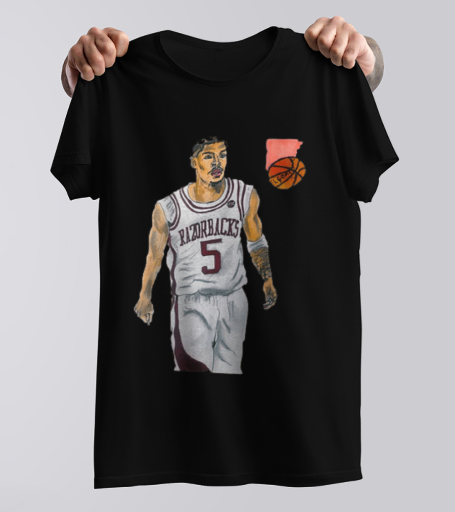 Razorbacks Number 5 Basketball Player Artwork Exclusively D To The A T-Shirt