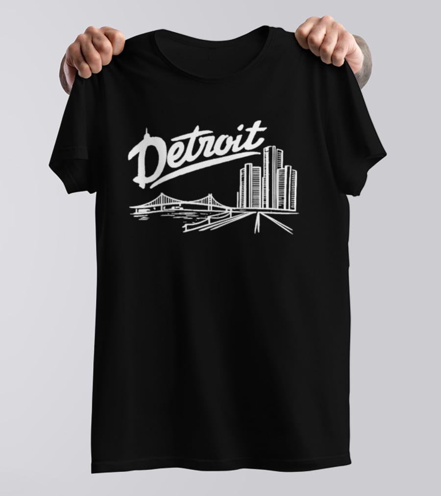 Detroit Skyline Renaissance Center Ambassador Bridge Cityscape T-Shirt