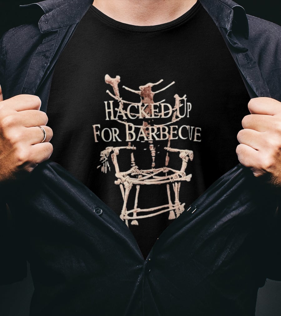 Hacked Up For Barbecue Skeleton Bones Artwork Mortician T-Shirt