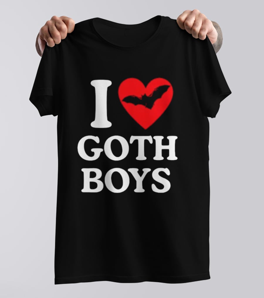 I Love Goth Boys Heart Bat T-Shirt