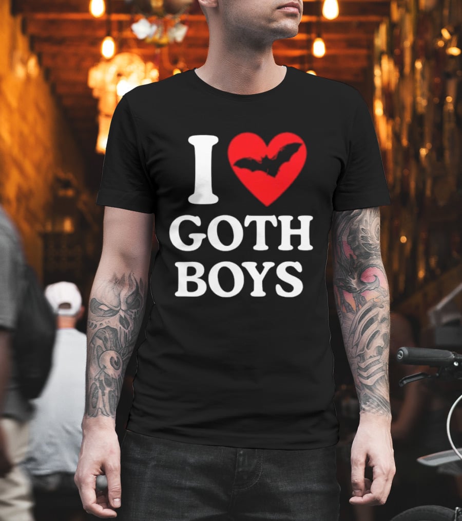 I Love Goth Boys Heart Bat T-Shirt
