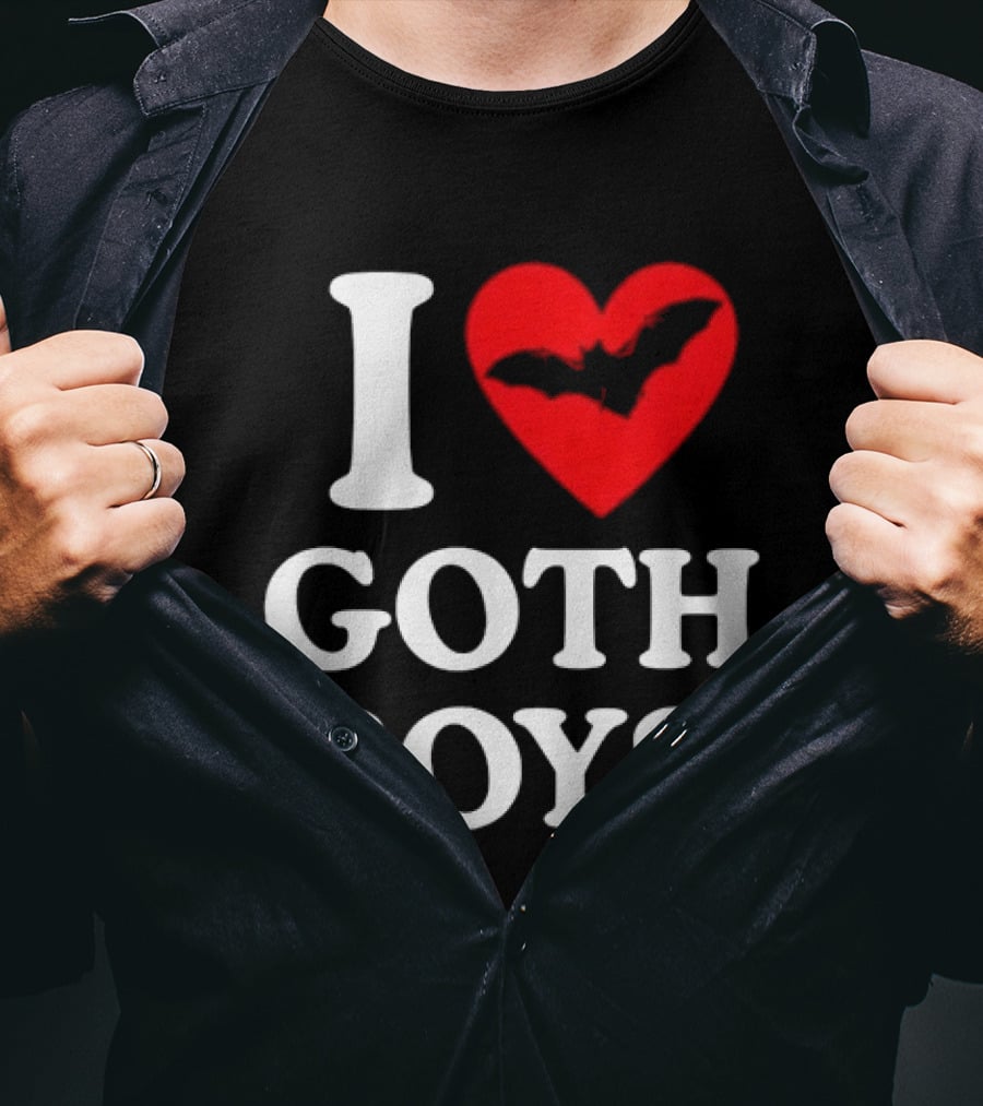 I Love Goth Boys Heart Bat T-Shirt