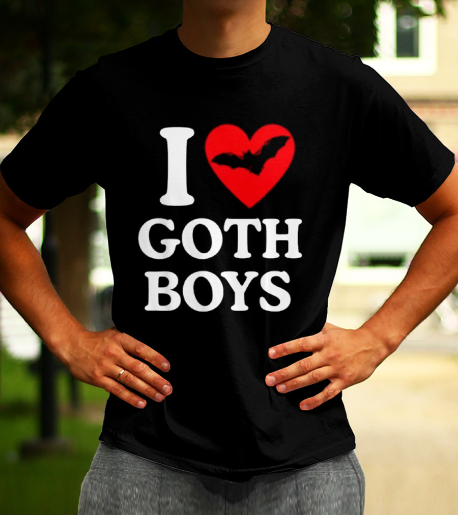 I Love Goth Boys Heart Bat T-Shirt