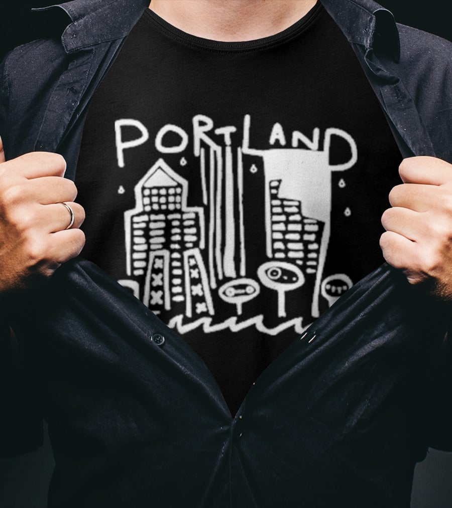 Portland Oregon Sketch Cityscape Drawing T-Shirt