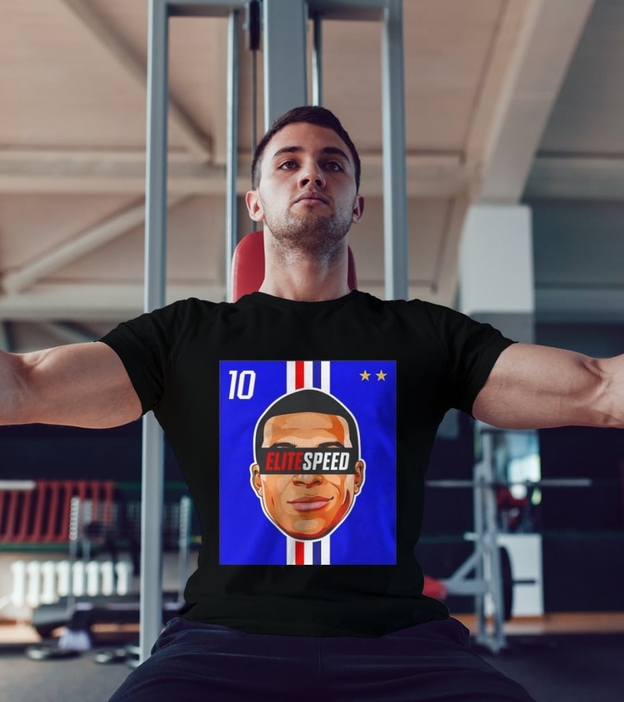 10 Kylian Mbappe Elite Speed France Football Big Head Two Stars T-Shirt