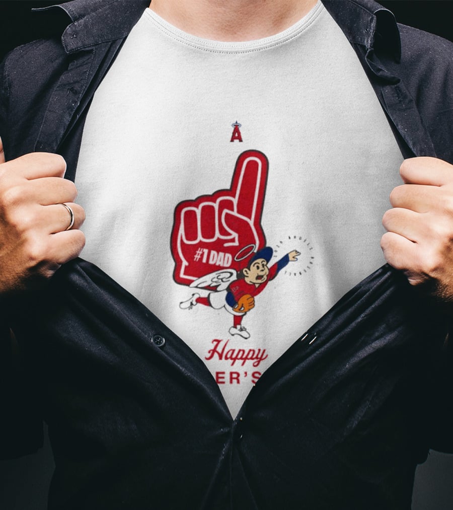 Happy Father's Day 2026 Los Angeles Angels Baseball Fan Foam Finger T-Shirt