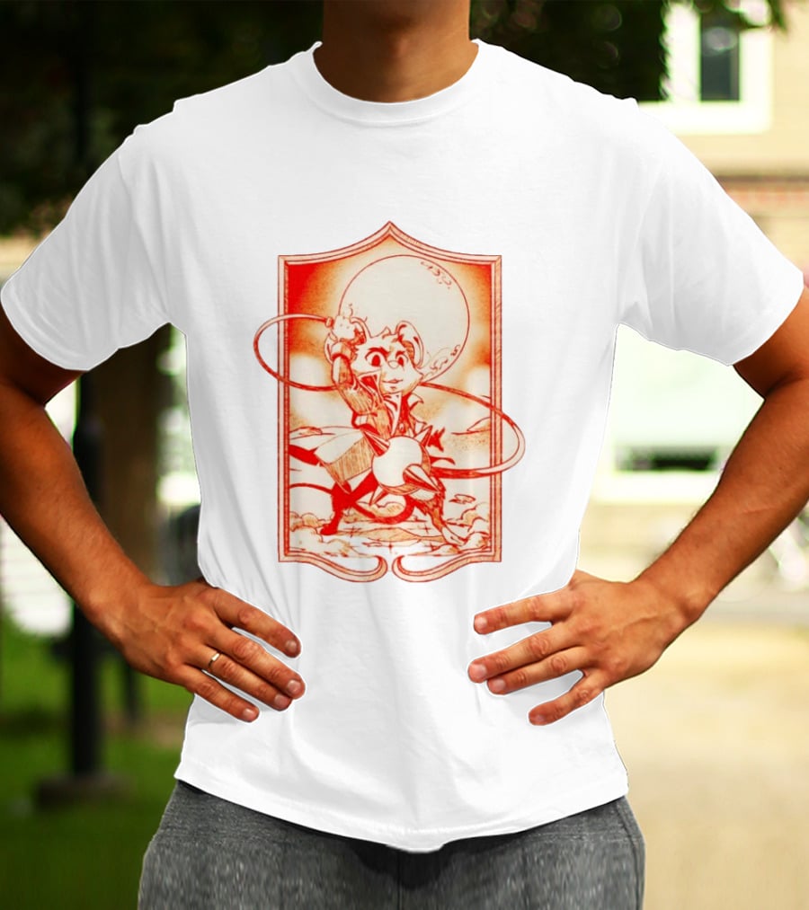 Biker Mice From Mars Throttle Wielding Flail Against Moonlit Backdrop T-Shirt