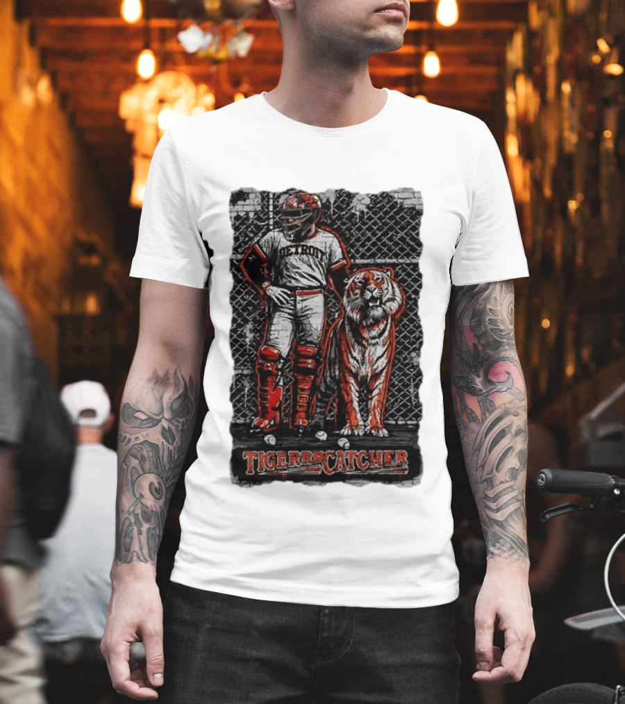 Detroit Tigerrcatcher Baseball Apparel Tiger & Catcher T-Shirt