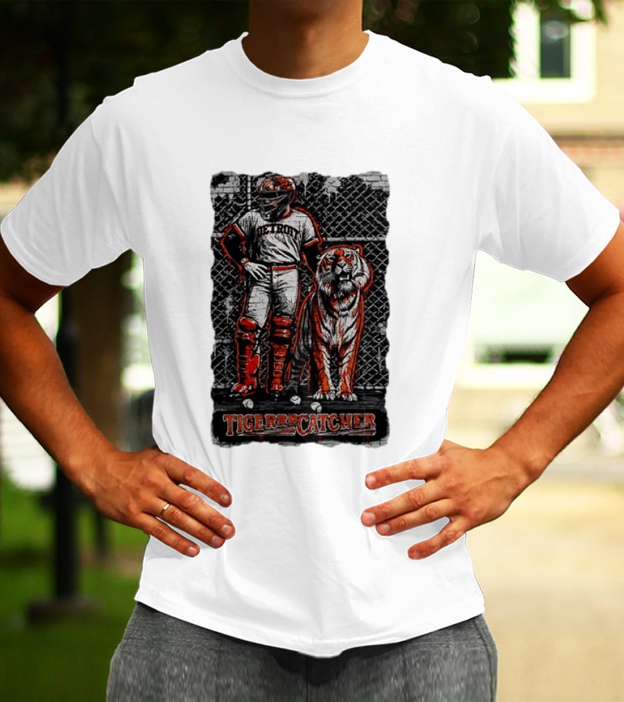 Detroit Tigerrcatcher Baseball Apparel Tiger & Catcher T-Shirt