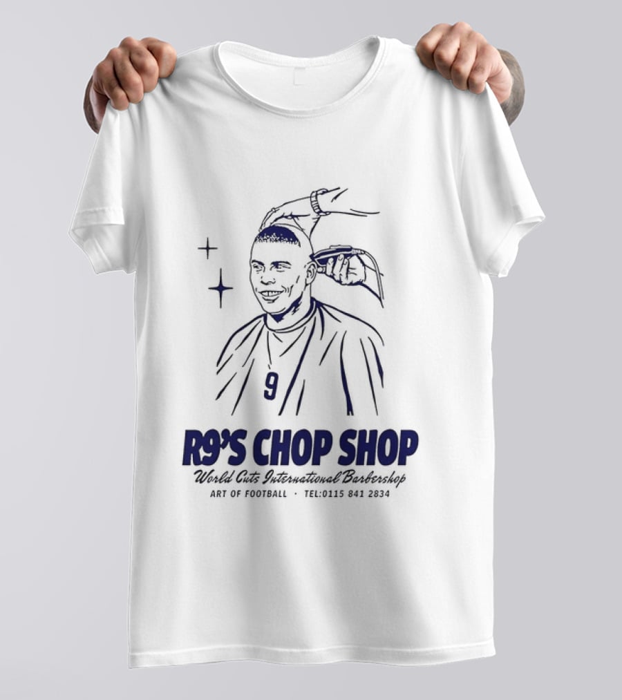 R9's Chop Shop Brazil Ronaldo National Team Barber Art Of Football T-Shirt