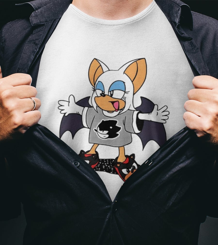 Rouge The Bat Wearing Shadow The Hedgehog Fan T-Shirt
