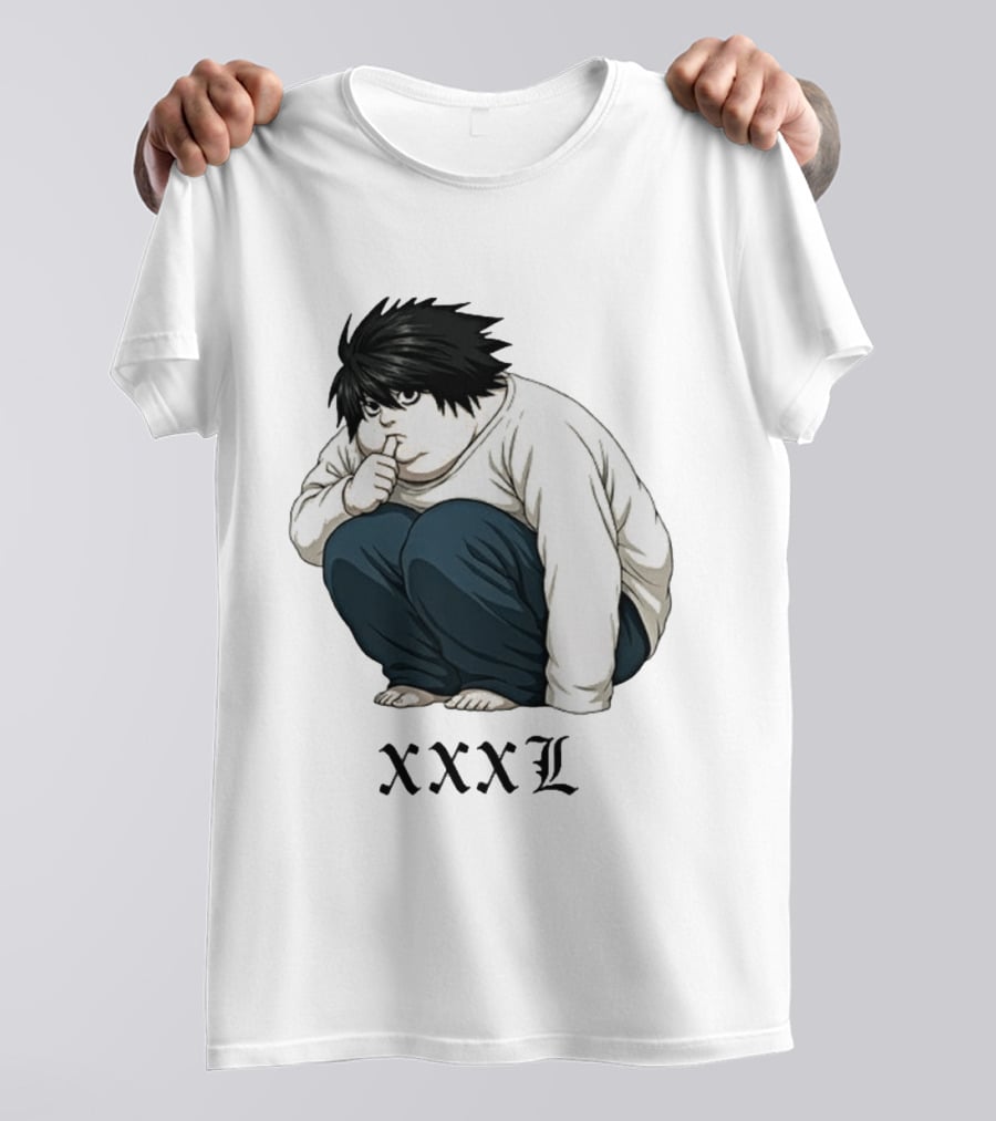 L Lawliet Xxxl Meme Anime Character Sitting Pose T-Shirt