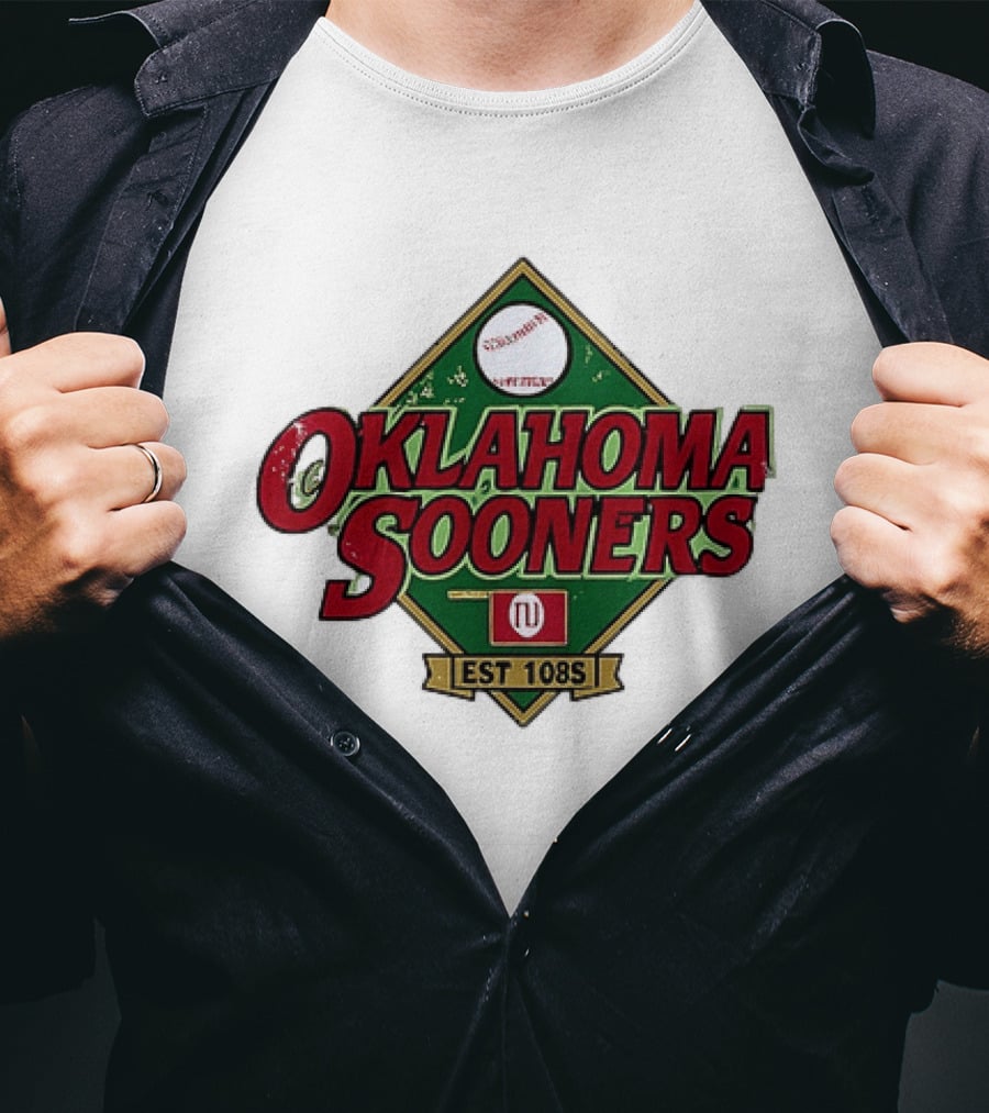 Oklahoma Sooners NCAA Baseball Est 108S Red Green Sports T-Shirt