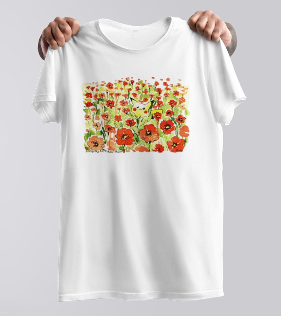 Pikachu Pokemon Everlasting Ash Floral Field T-Shirt