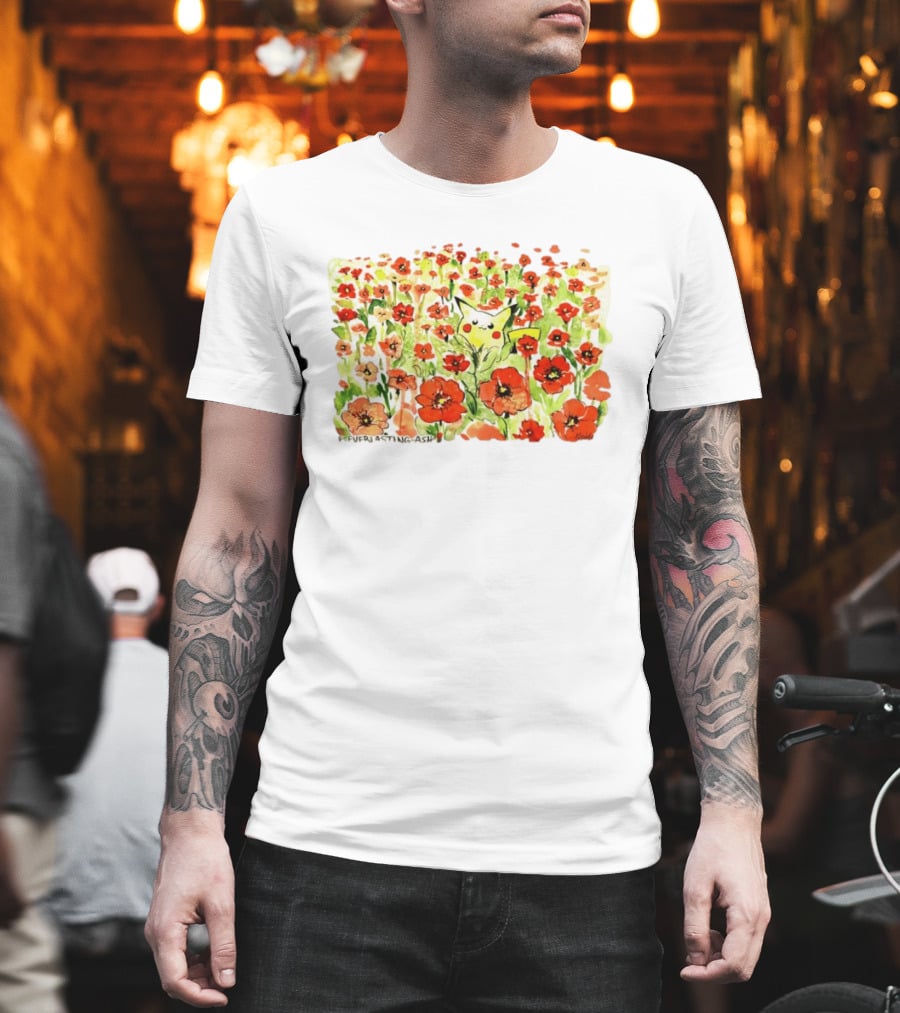 Pikachu Pokemon Everlasting Ash Floral Field T-Shirt
