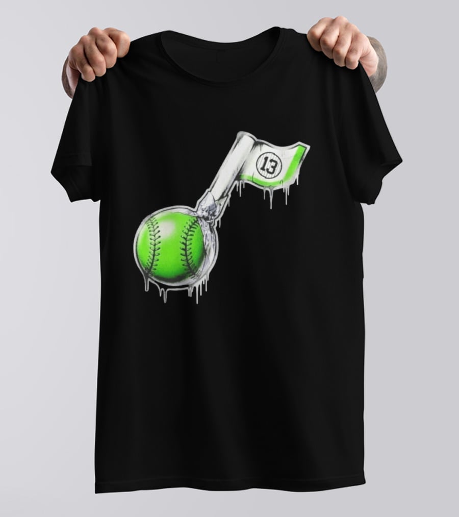 13 Baseball Lollipop Dripping Ice Cream Green Ball T-Shirt
