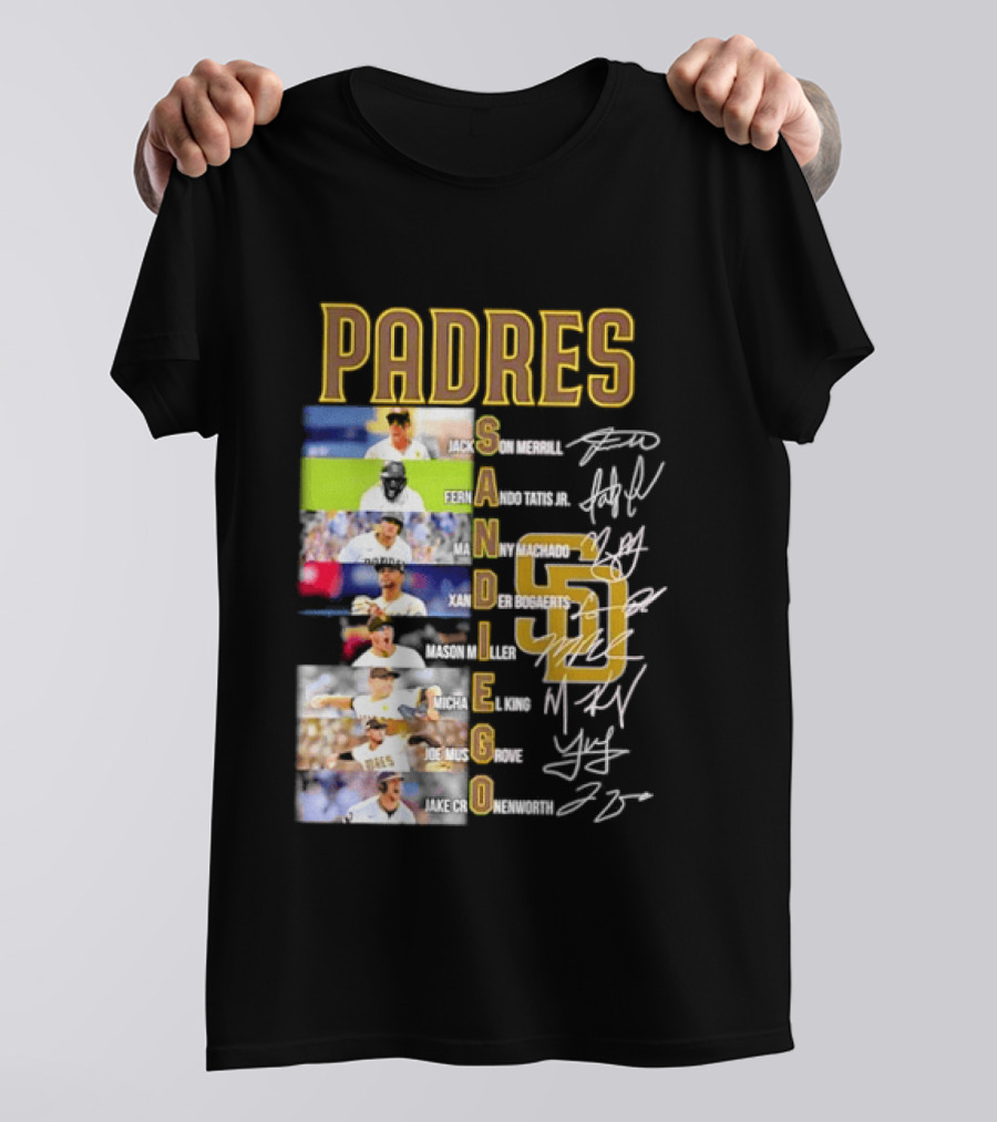 Padres San Diego Jackson Merrill Fernando Tatis Jr Manny Machado MLB Team Logos T-Shirt