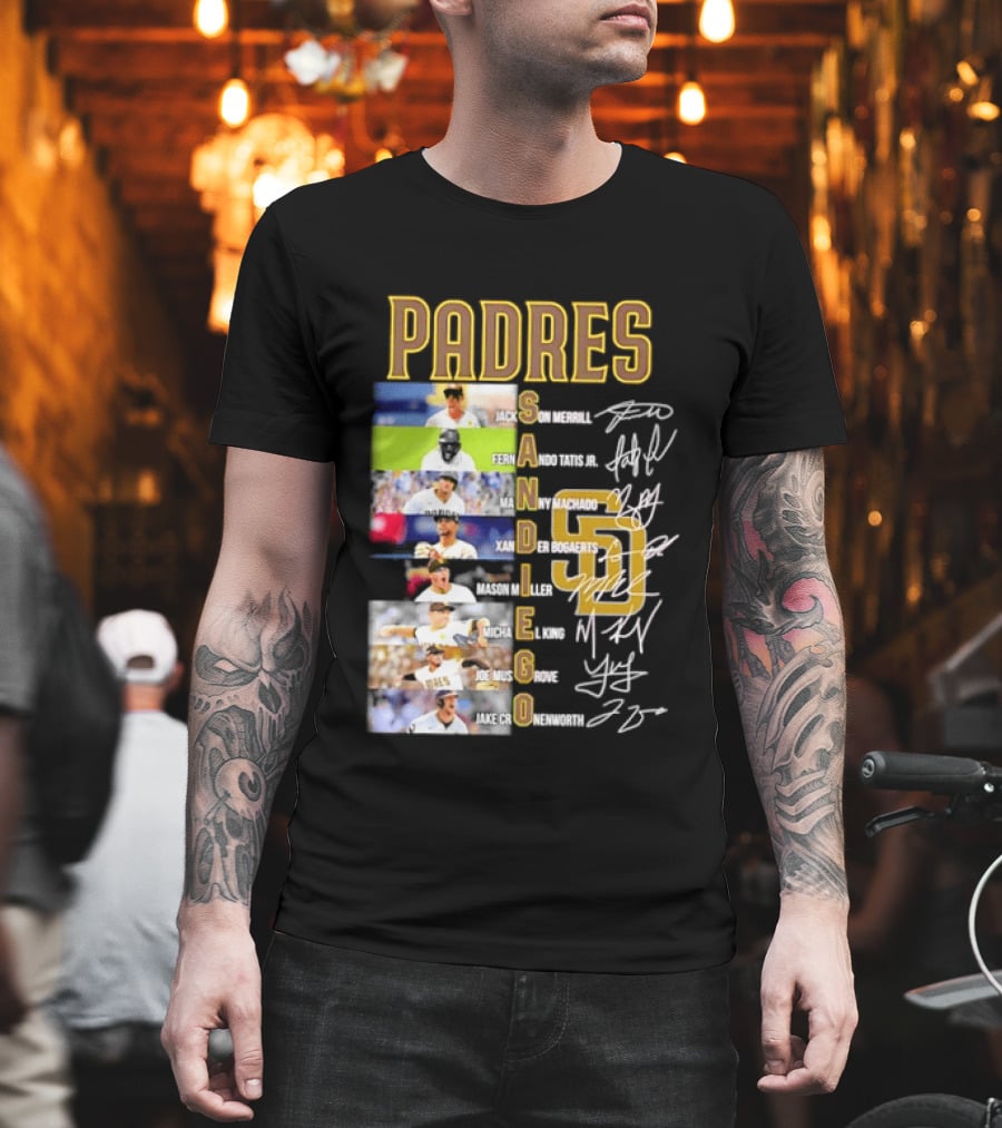 Padres San Diego Jackson Merrill Fernando Tatis Jr Manny Machado MLB Team Logos T-Shirt