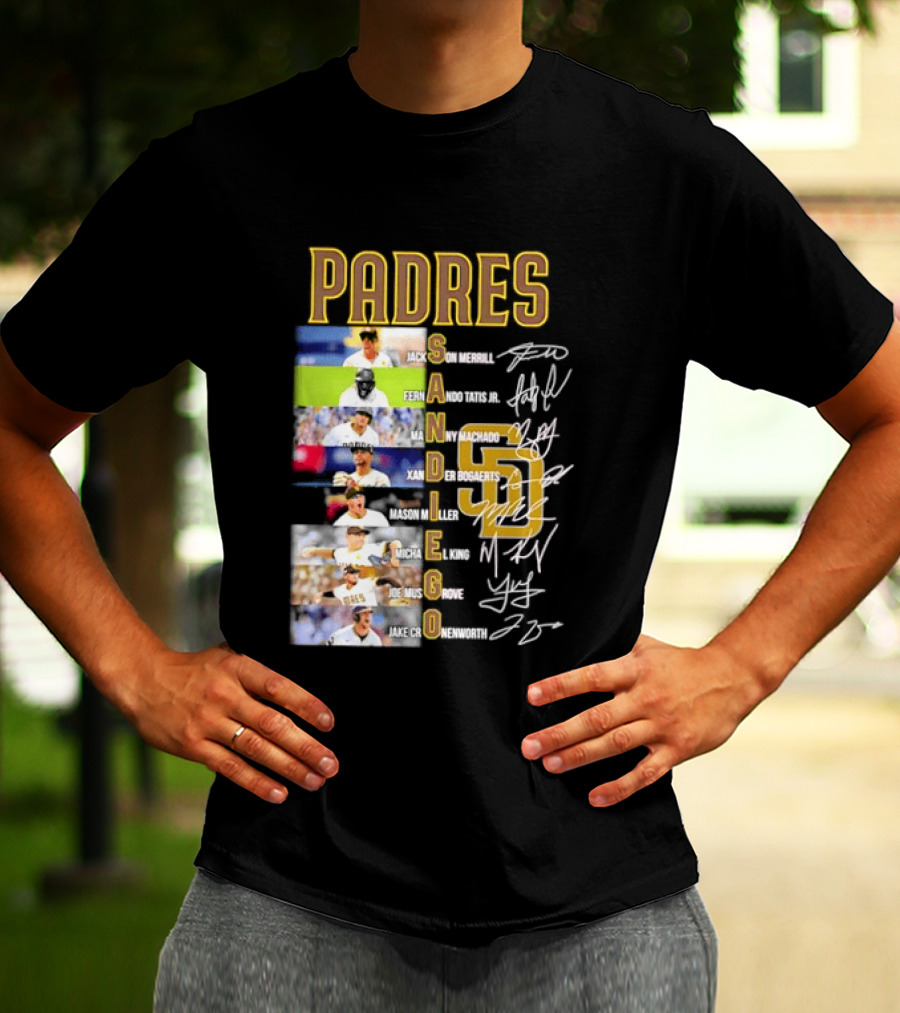 Padres San Diego Jackson Merrill Fernando Tatis Jr Manny Machado MLB Team Logos T-Shirt