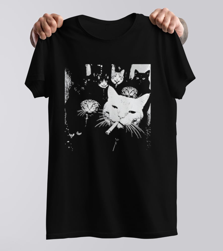 Smoking Cats Street Gang Hardened Feline Crew Members Motorcycle Club T-Shirt