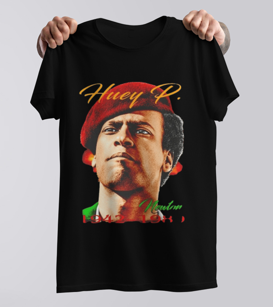 Huey P. Newton 1942 1989 Red Beret Green Jacket T-Shirt