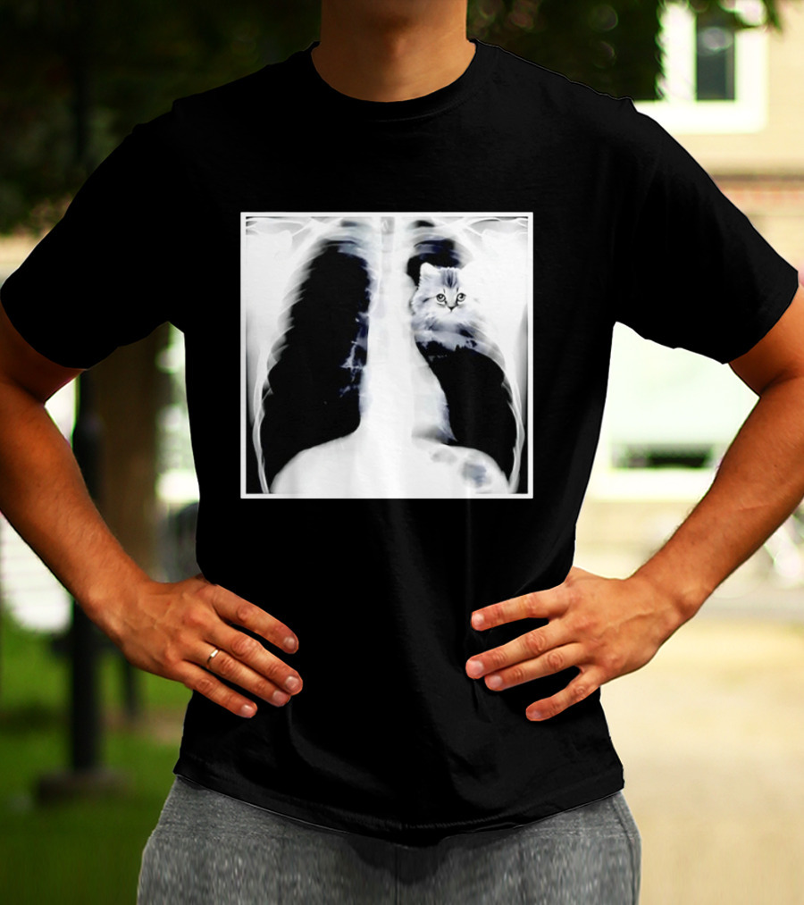Kitten Chest X Ray Discovery Funny Cat Inside Joke T-Shirt