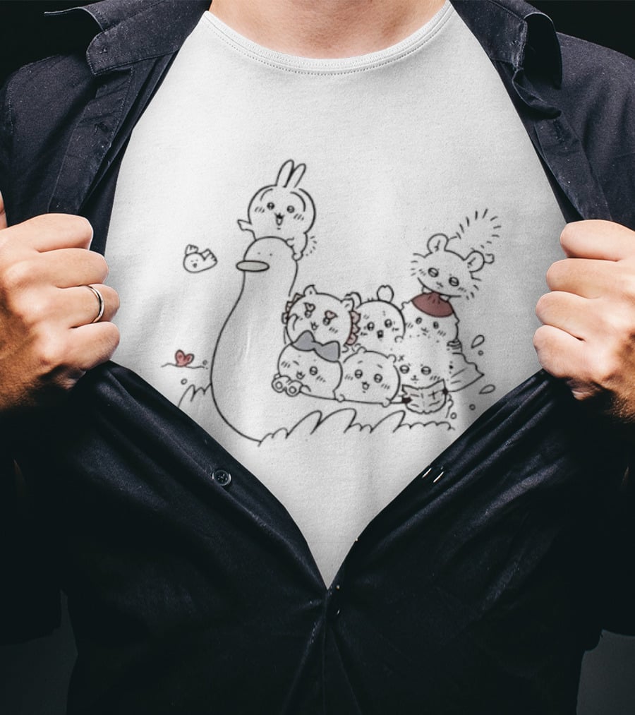 Chiikawa Characters Duck Friend Heart T-Shirt