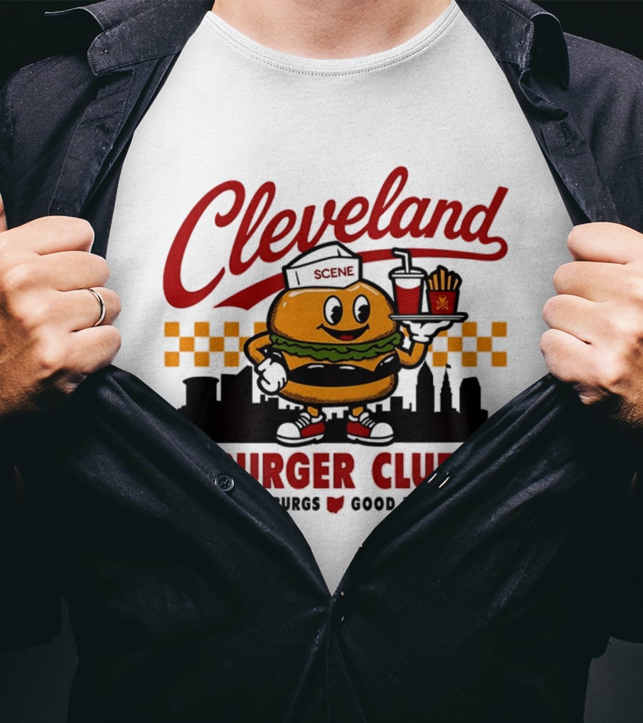 Cleveland Scene Burger Club City Skyline Good Burgs Good Times T-Shirt