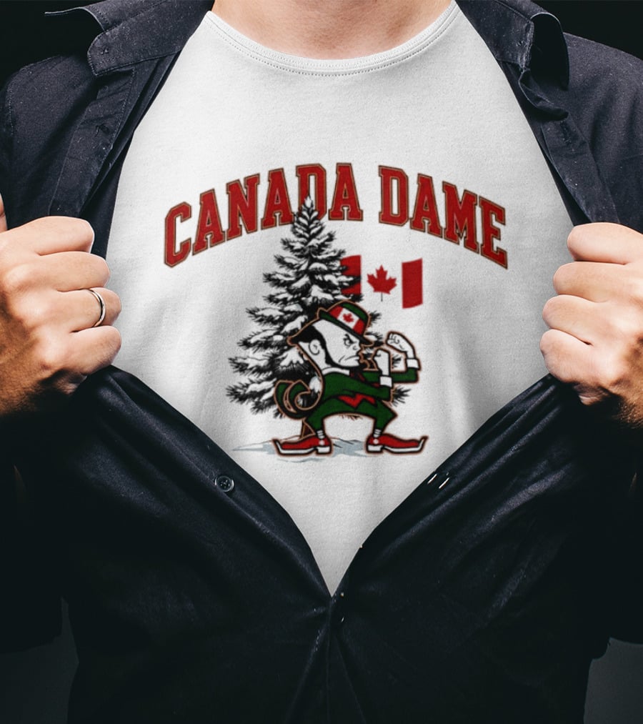 Canada Dame Irish Tree With Fighting Leprechaun And Maple Leaf T-Shirt
