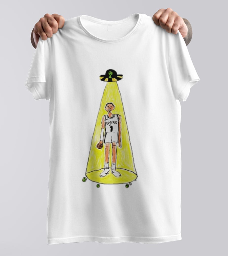 Victor Wembanyama Spurs NBA Out Of This World Alien Abduction Doodle T-Shirt